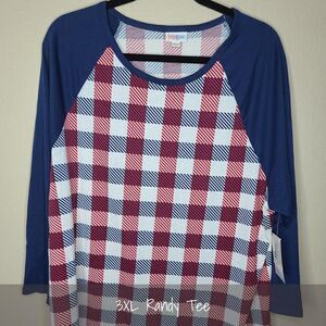 LuLaRoe Randy 3XL Plaid Red White Blue NEW